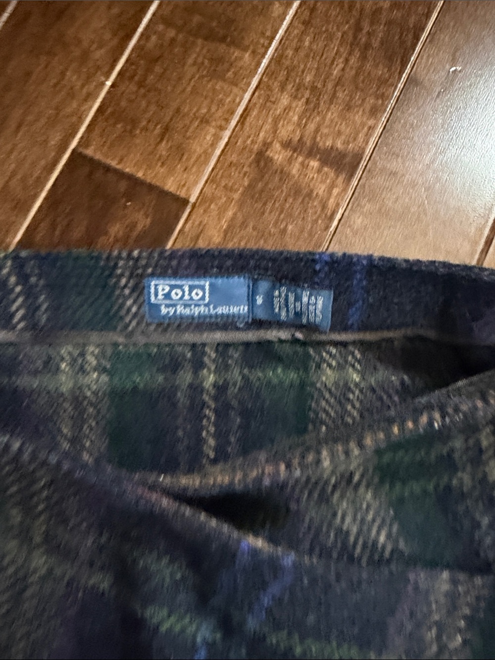 Polo by Ralph Lauren Plaid Multi Wool Blend Fringe Skirt in Navy and Brown - Picture 3 of 5